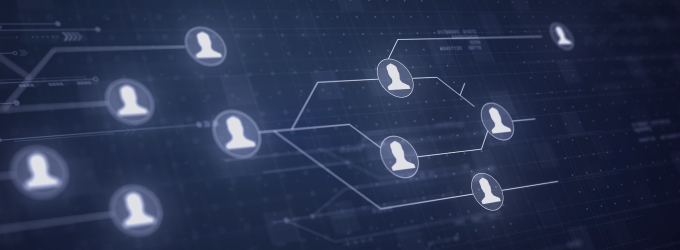 Centralized identity management network connects employees to essential systems and data resources.