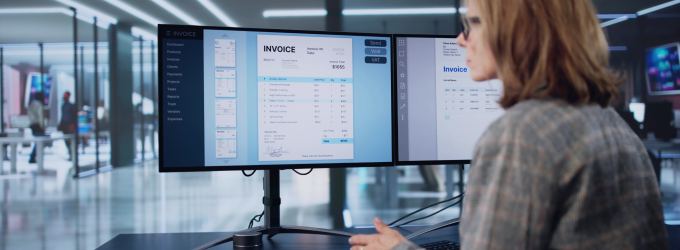 Accounts specialist verifies electronic invoices, streamlining workflow with automated billing tools.