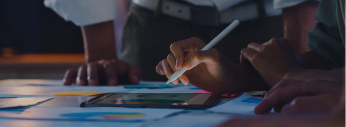 IT team brainstorming solutions together in a collaborative workspace