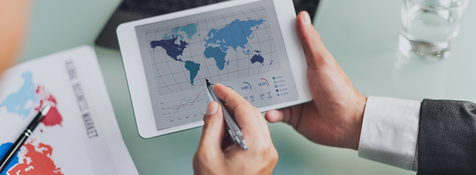 Logistics planner uses interactive world map to optimize multi-leg itineraries for clients.