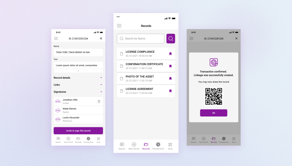 Blockchain-powered document management app support..