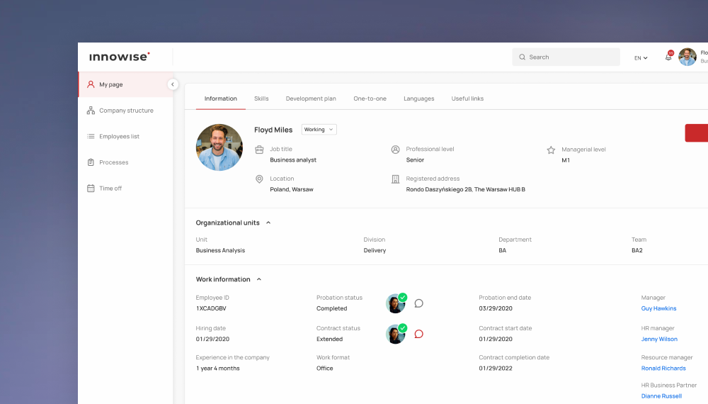 HRM system — corporate web application..