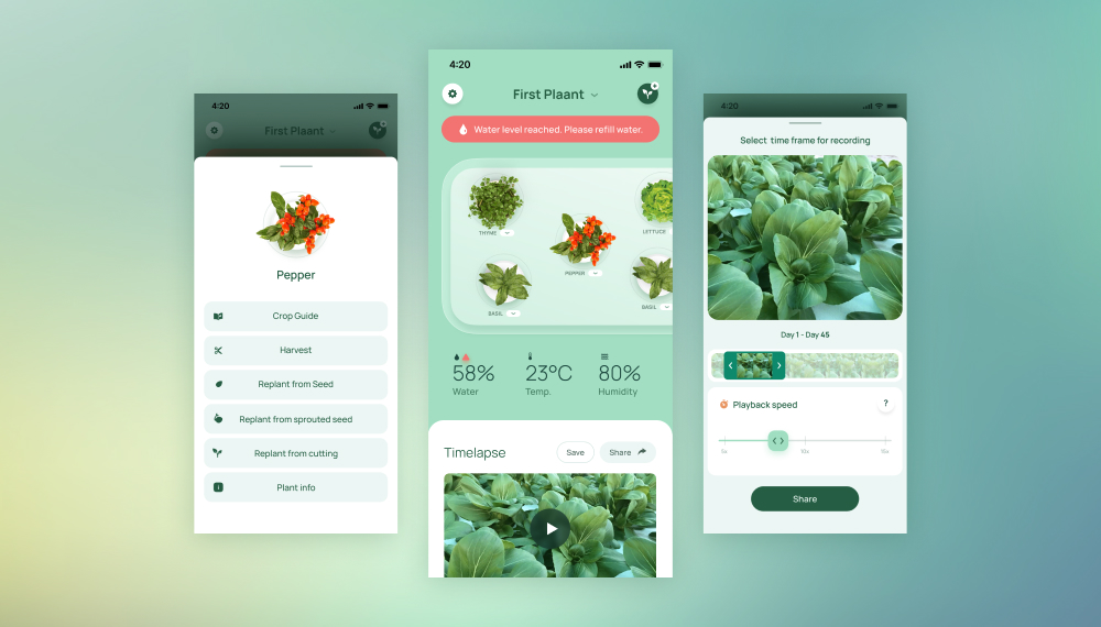 Smart home garden to grow plants with no soil..