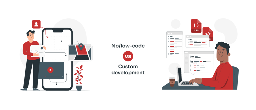 No-code vs. kundenspezifische Entwicklung