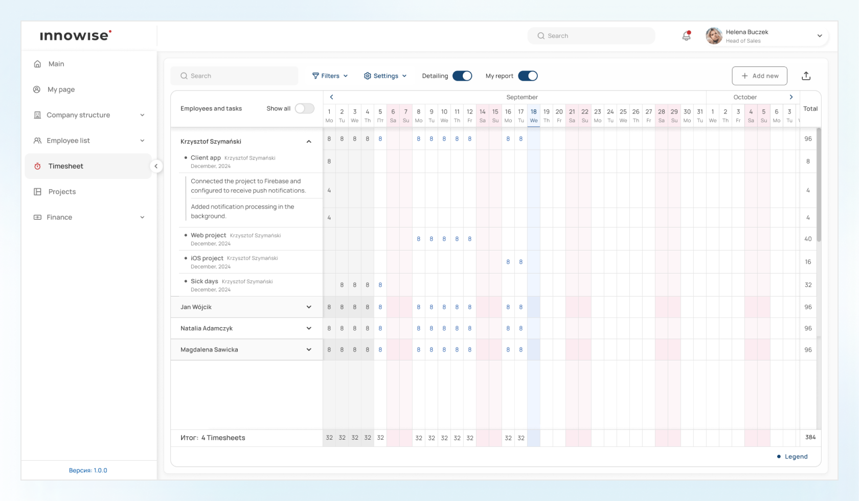 Timesheets management