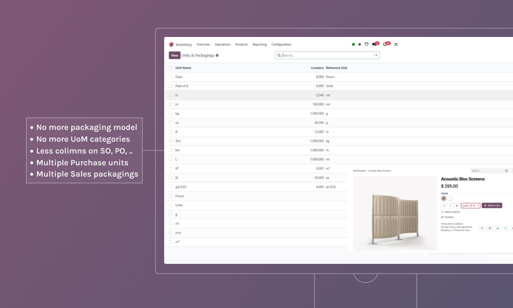 Updated inventory and purchase in Odoo 19