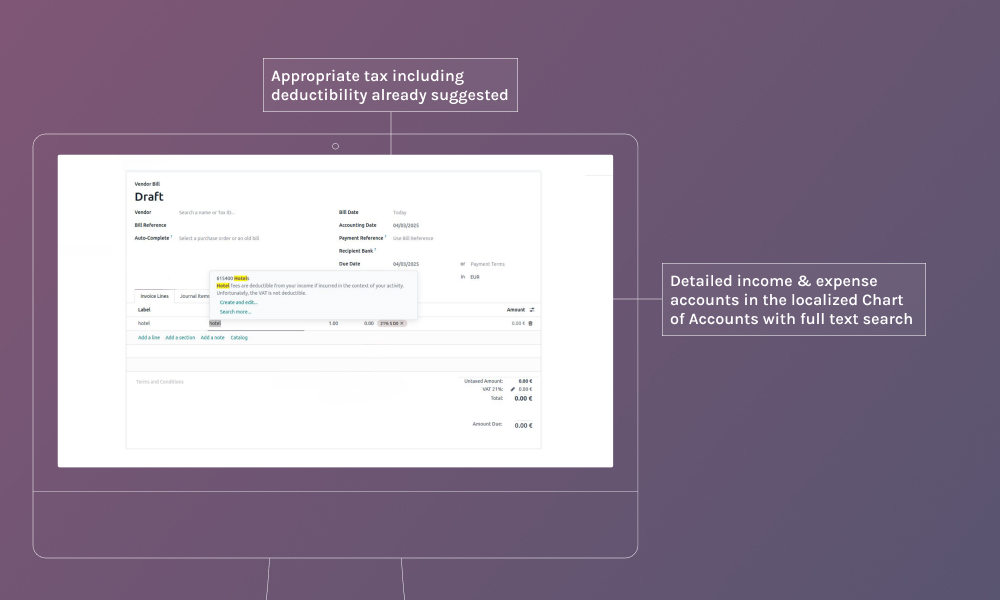 updated accounting and finance module in Odoo 19