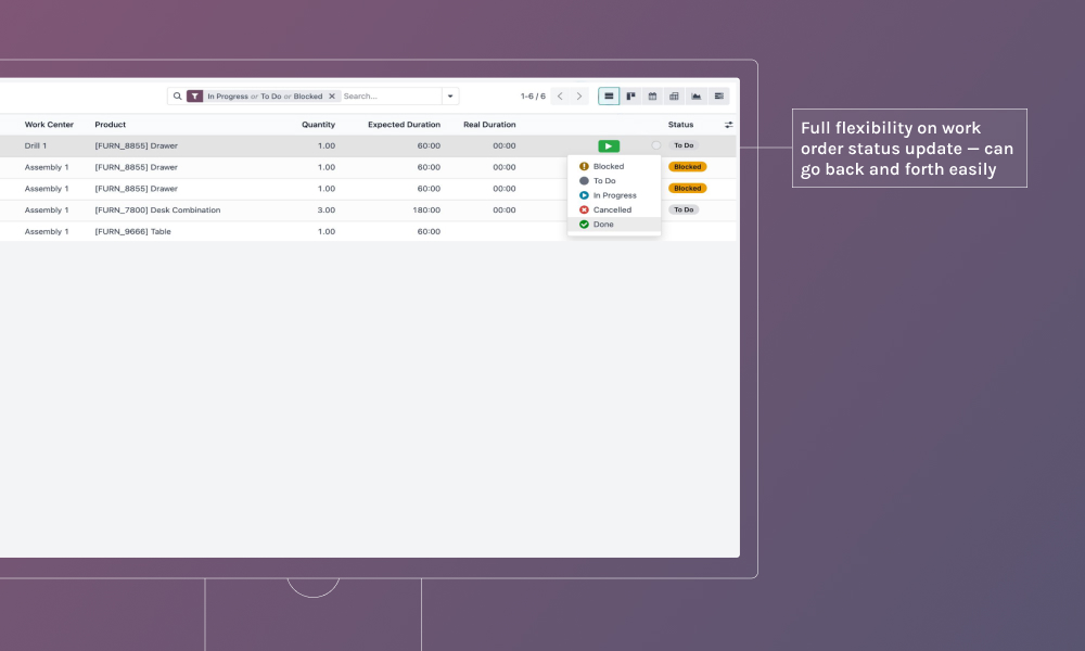 Manufacturing industry features updates in Odoo 19