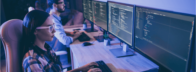 Software team tackling a sprint with side-by-side programming and real-time debugging