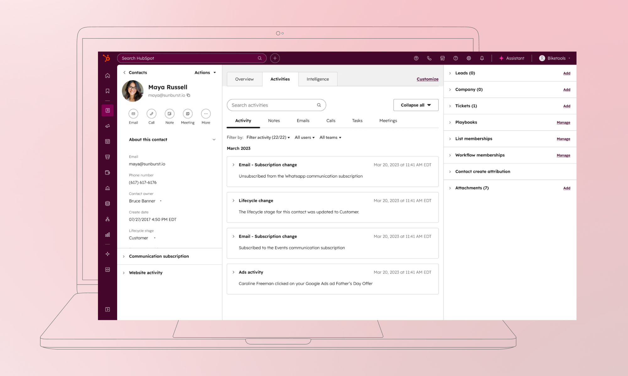 HubSpot CRM interface