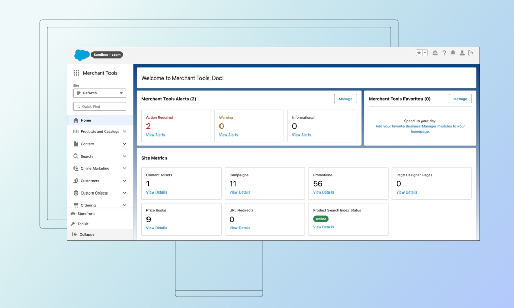 salesforce Commerce cloud crm interface