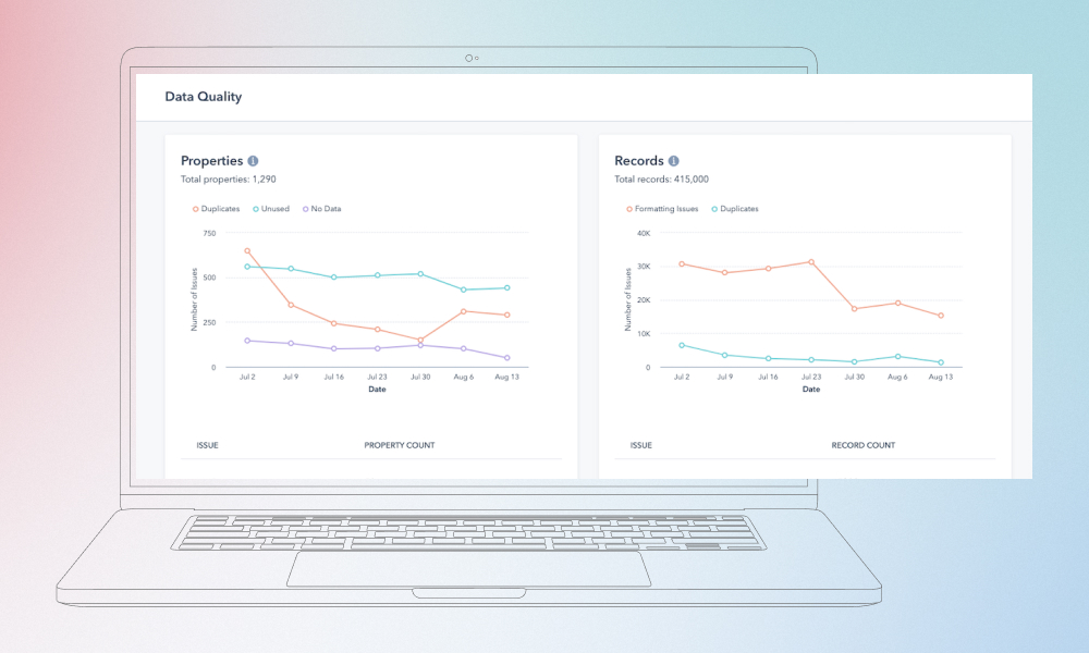L'interface Data Hub de HubSpot