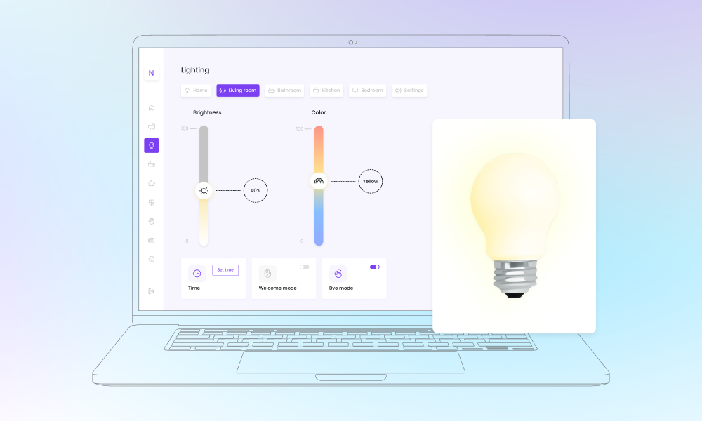Gränssnitt för smart belysning i en app för smarta hem