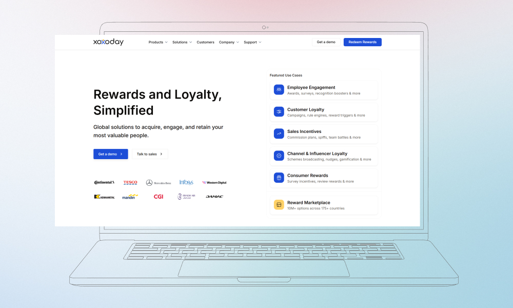 Page d'accueil de Xoxoday