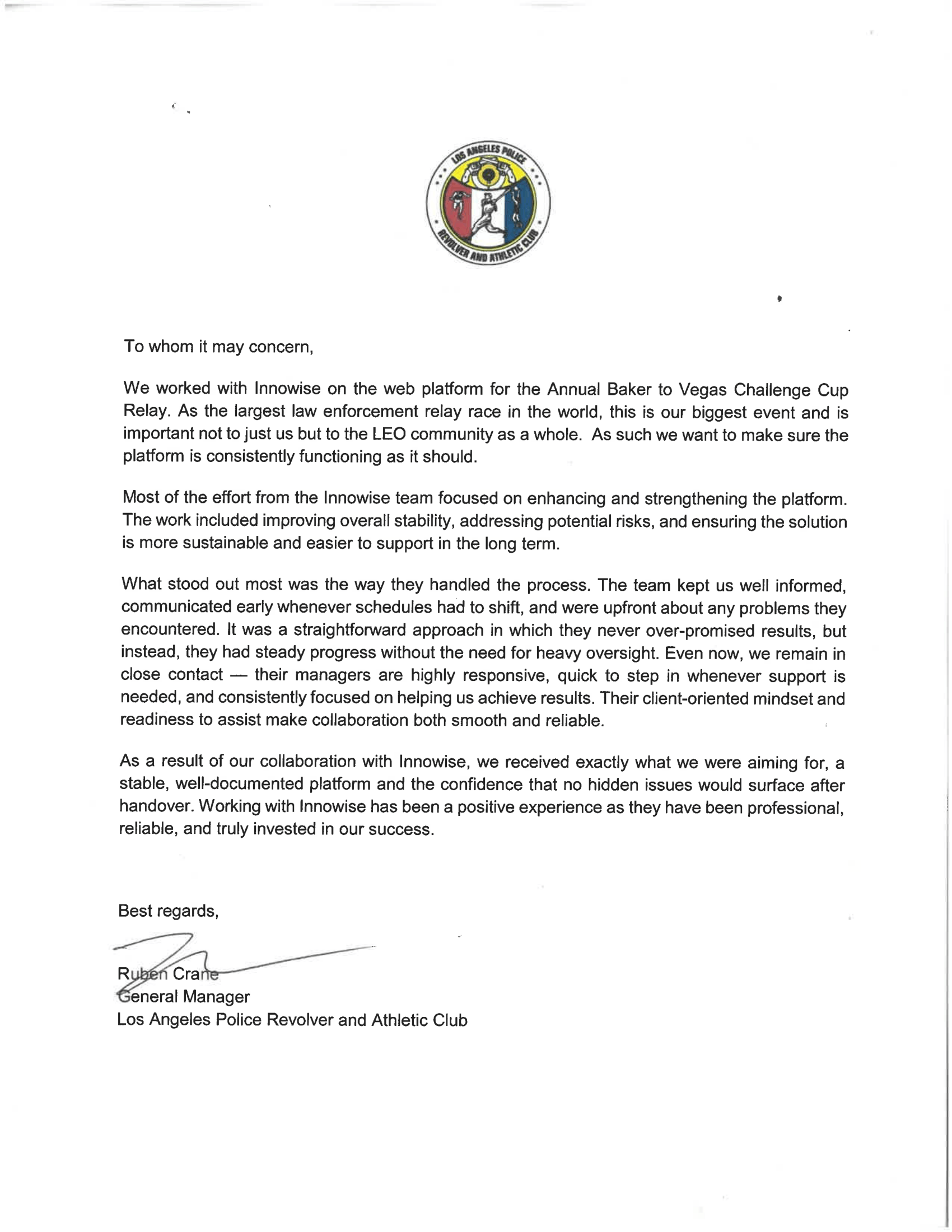 Letter of recommendation, Page 1