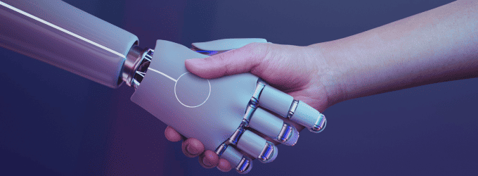 AI and human artistry merging to co-create immersive entertainment, where machine logic fuels creative imagination