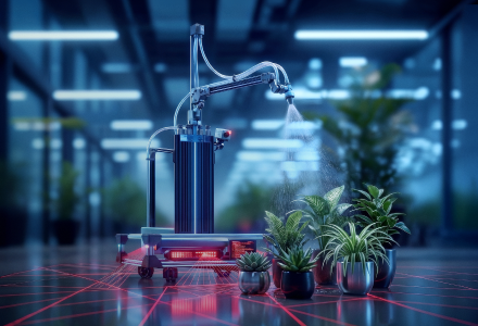 Intelligent IoT-based robot to navigate the office and water plants.