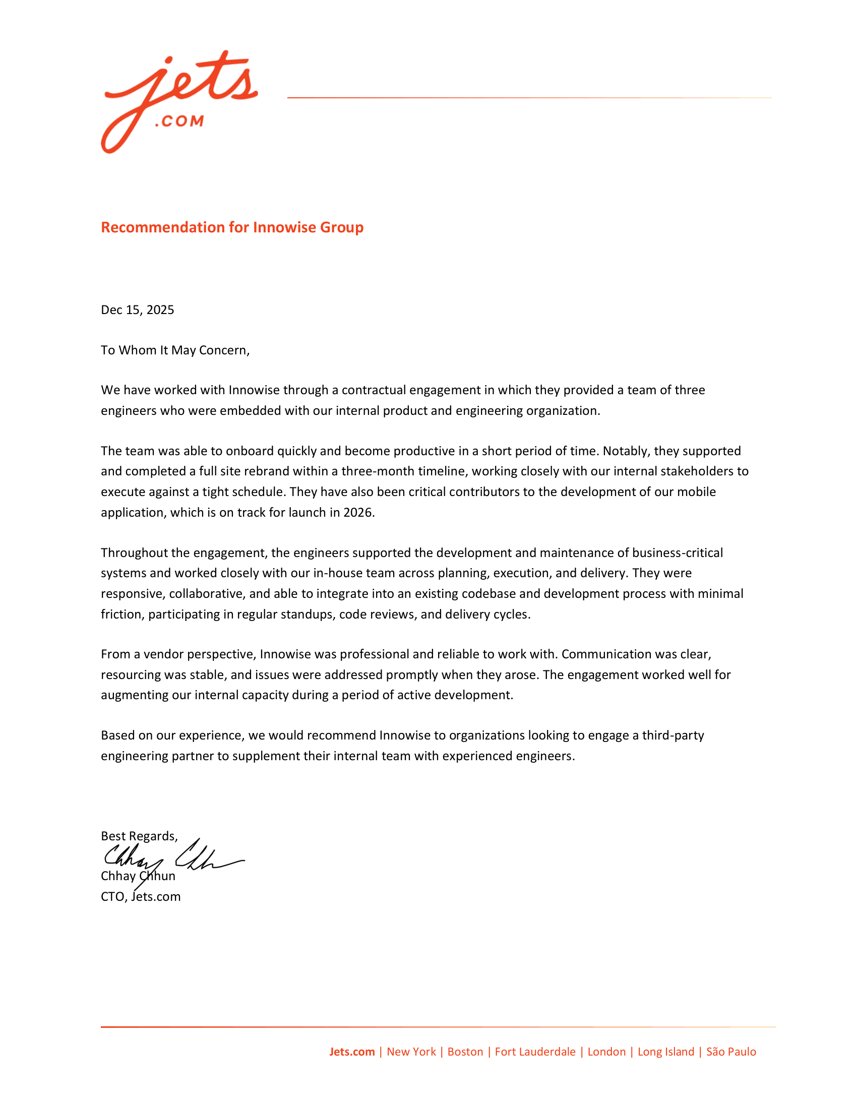 Letter of recommendation, Page 1