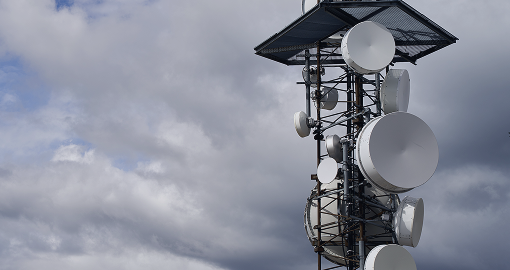 Telecom tower with smart sensors powers next-gen connectivity, enabling 5G and IoT networks.