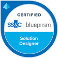 Blue Prism Certified Solution Designer logo.