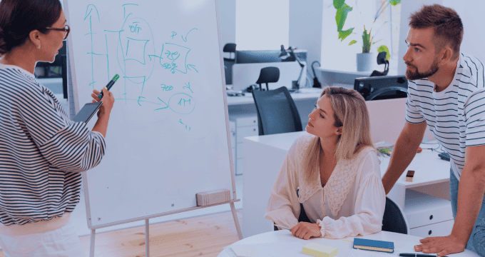 Employees using a corporate training app.