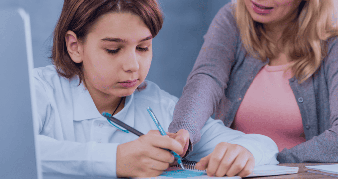 Student using a tutoring and test prep app.